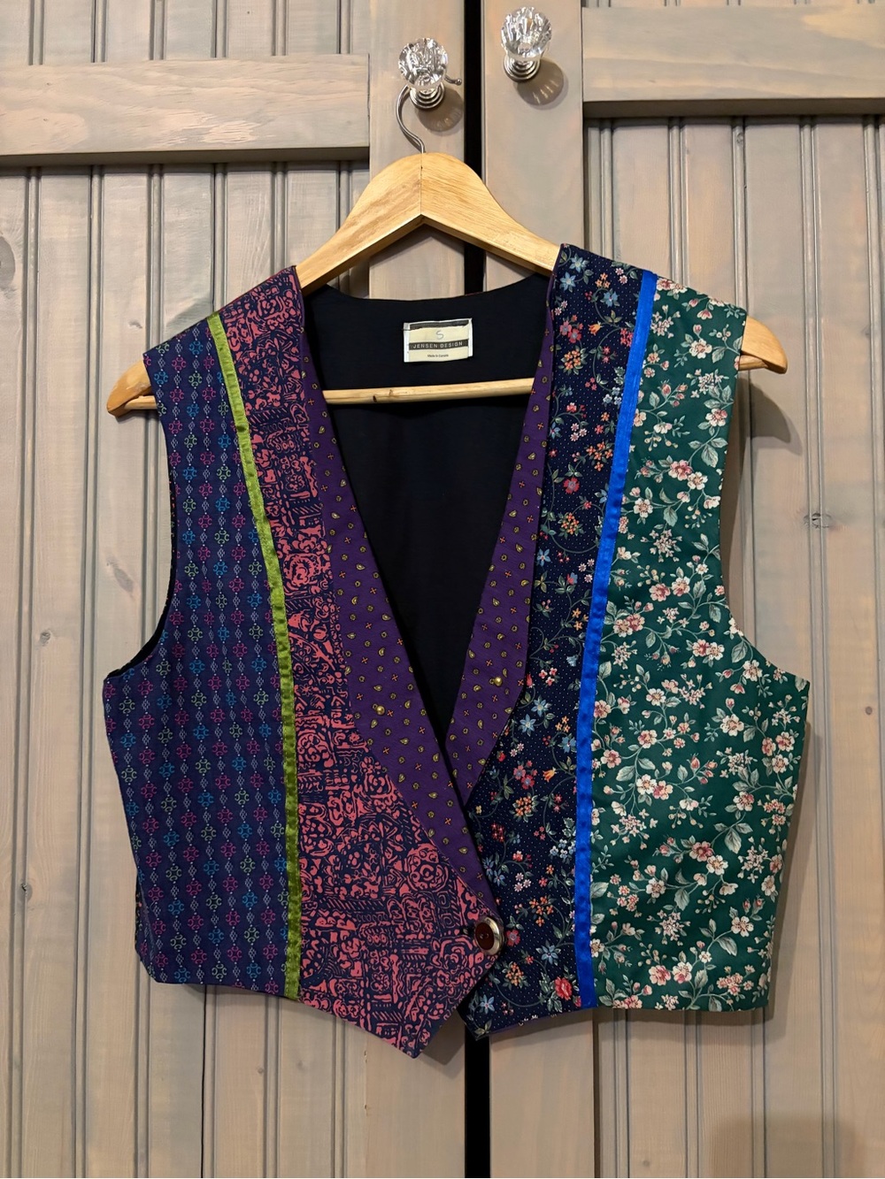 Mixed-Print Floral & Paisley Boho Vest - Purple & Green